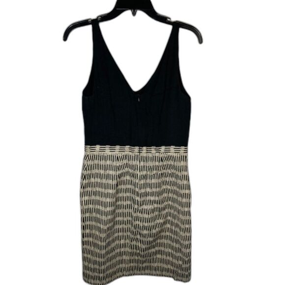 Loft double v neck color block dress BLACK TAN textured size 2 - Picture 7 of 7